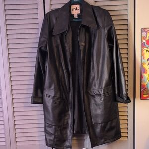 Women's Black Leather Coat